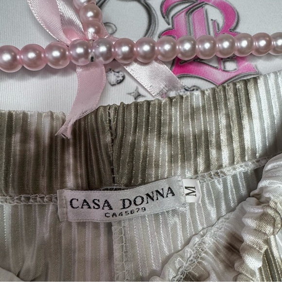 Casa Donna pants pleated tie dye white green stretchy flare leg shimmer fabric - Picture 6 of 13